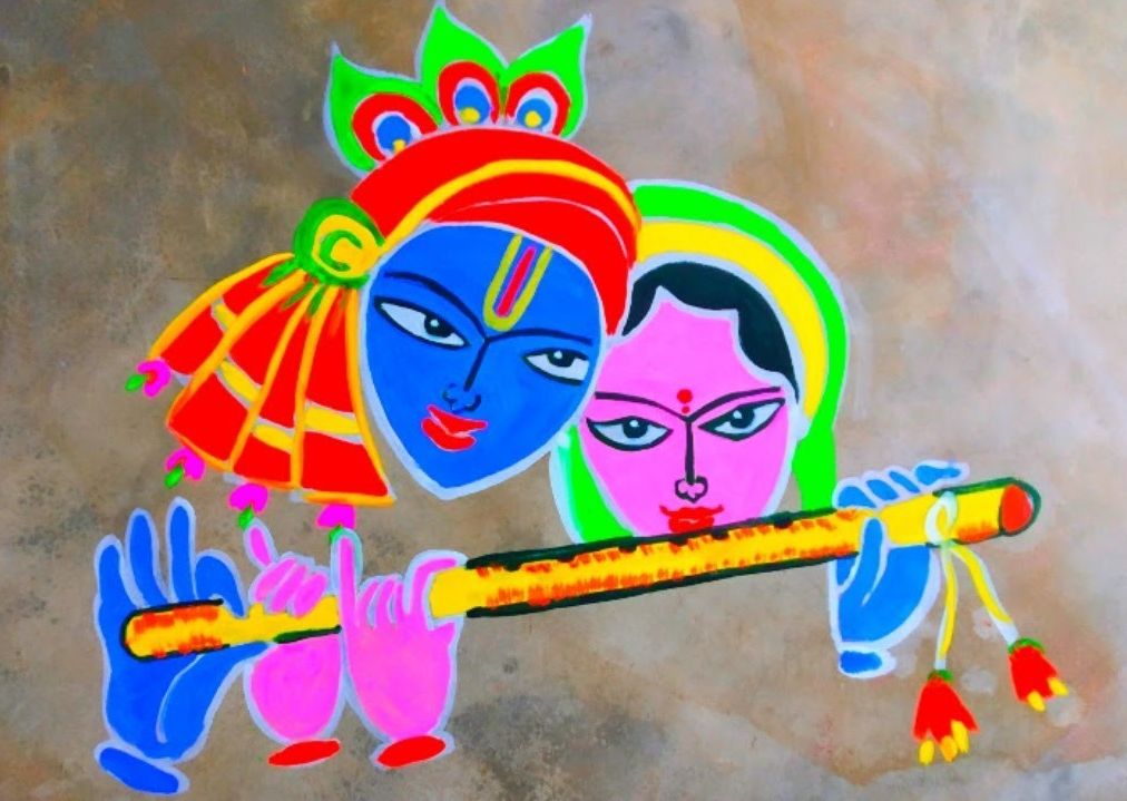 krishna jayanthi rangoli design krishna love radha cartoon by shymali 12