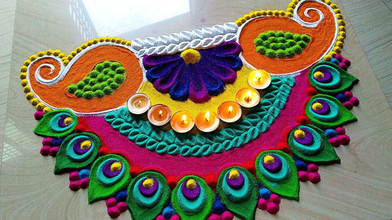 krishna jayanthi rangoli design krishna feather by vishal 20
