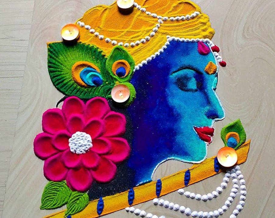 krishna jayanthi rangoli design charming gokulan by rupali 4