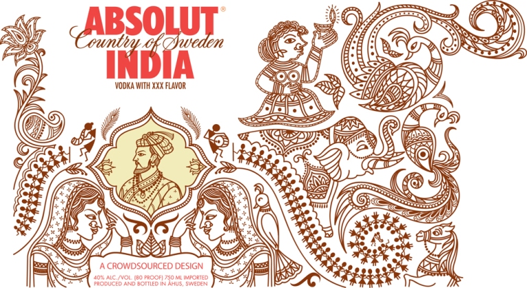 rangoli design in packaging of vodka by yogi designs