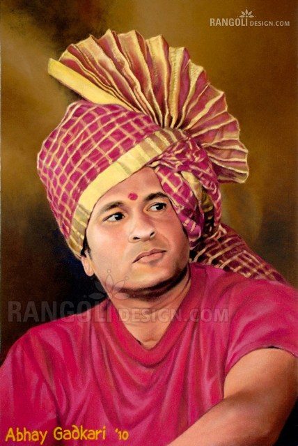 sachin portrait rangoli designs by abhay gadkari