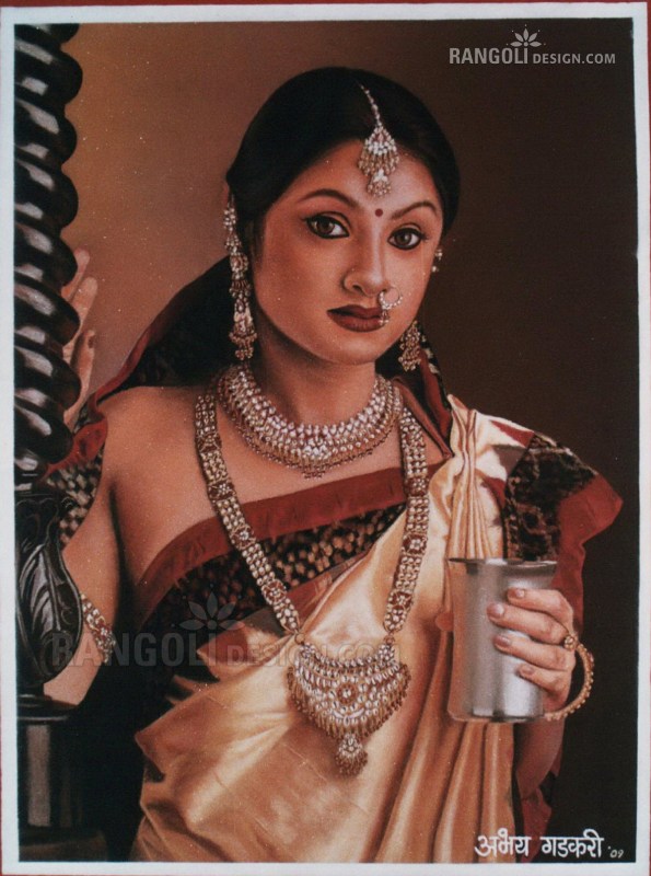 lady portrait rangoli designs by abhay gadkari