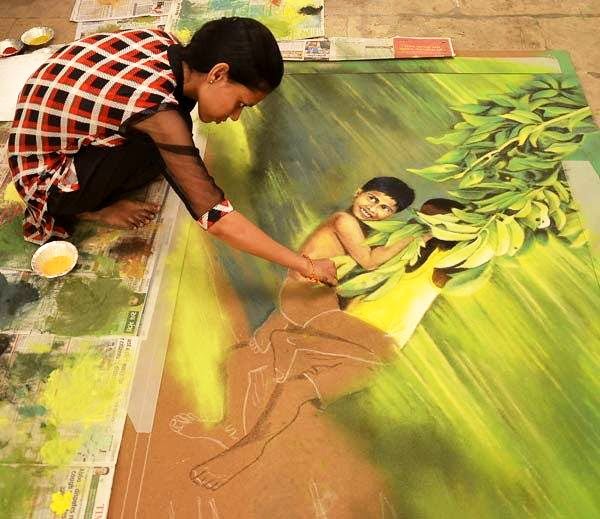 portrait rangoli design by charrmi parekh 3