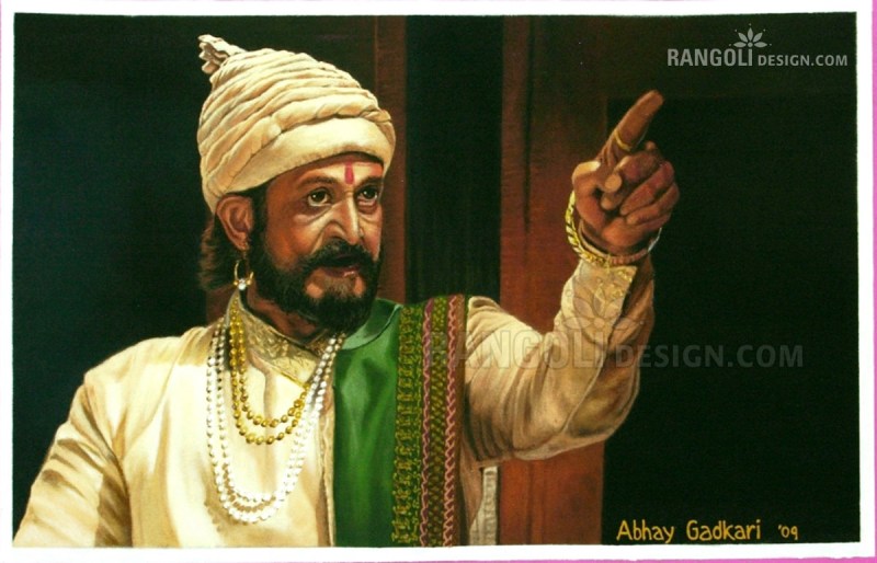 chatrapathi sivaji portrait rangoli designs by abhay gadkari
