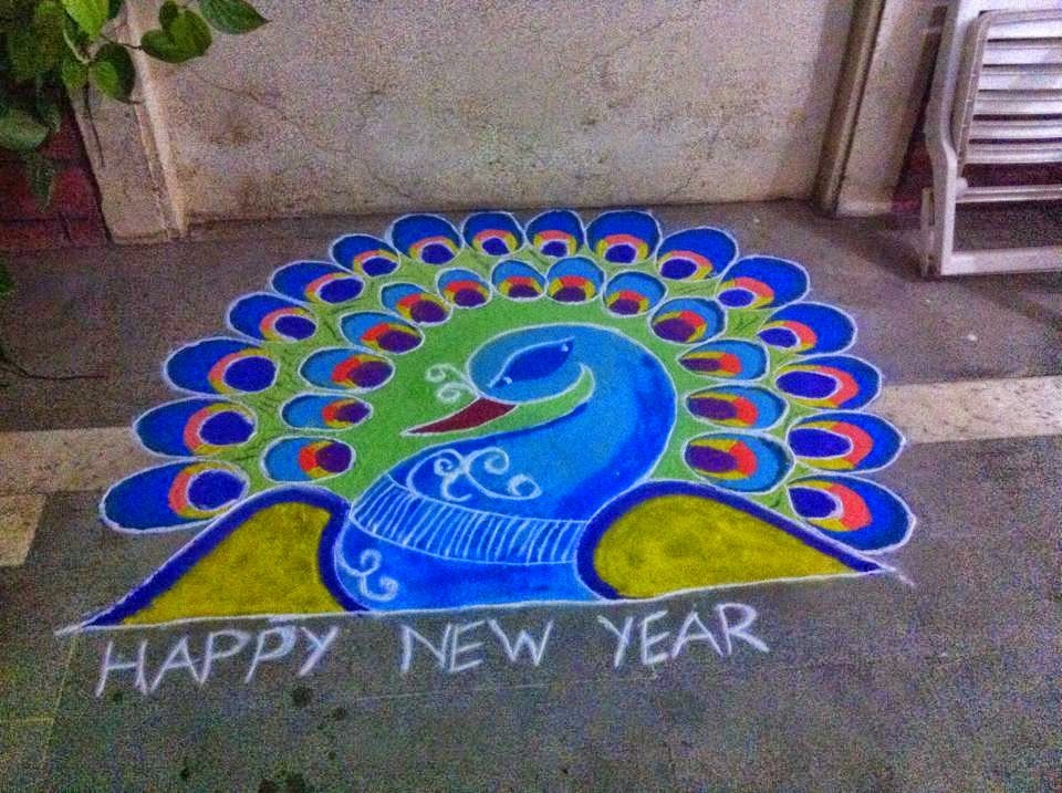peacock rangoli design 8