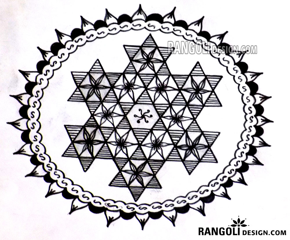 Flower with Star Rangoli design by indu