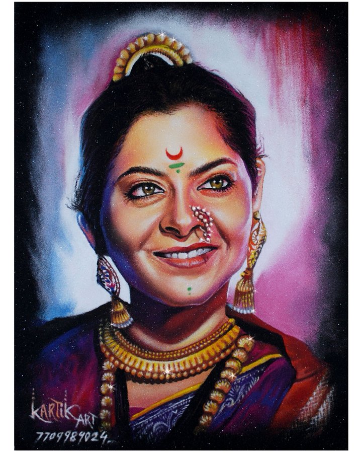 1 portrait rangoli art painting woman kartik khadatkar