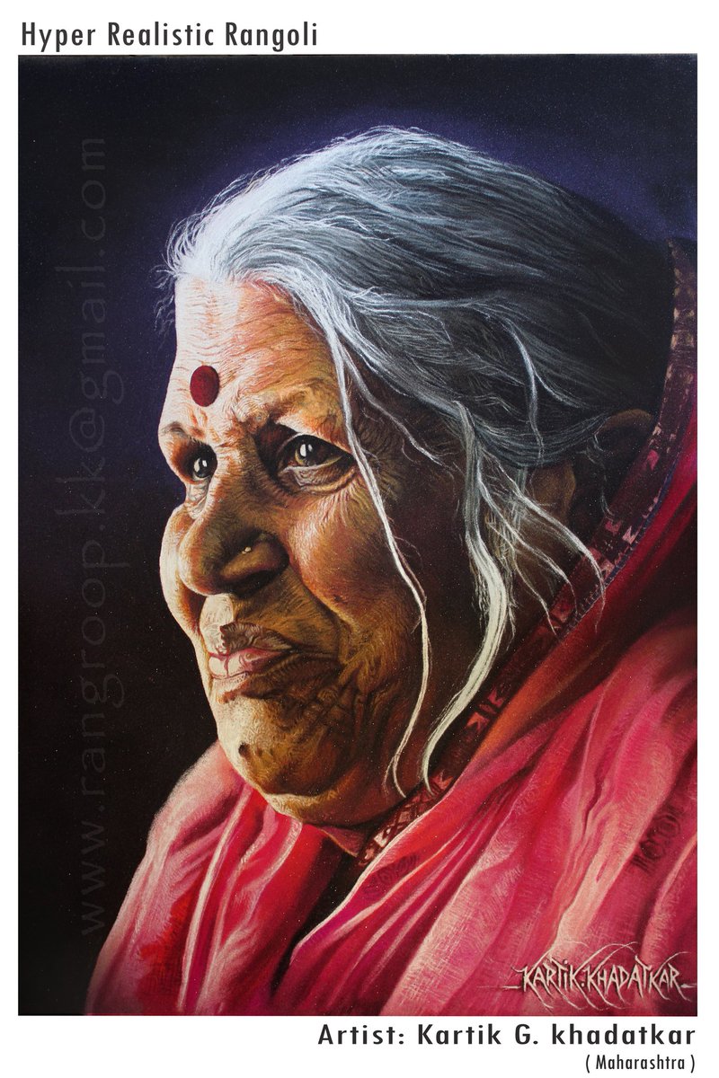 portrait rangoli art painting woman kartik khadatkar
