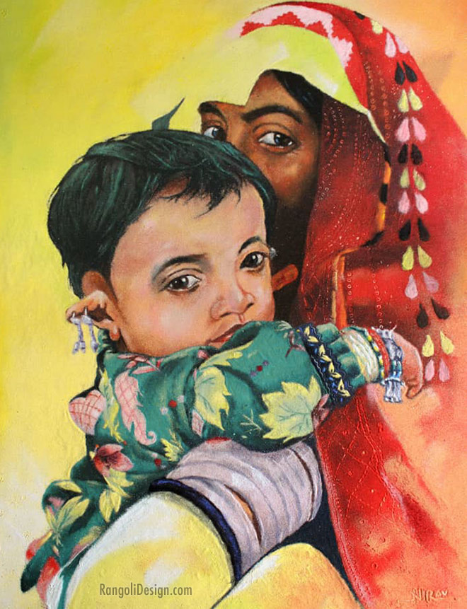 portrait rangoli design art nirav