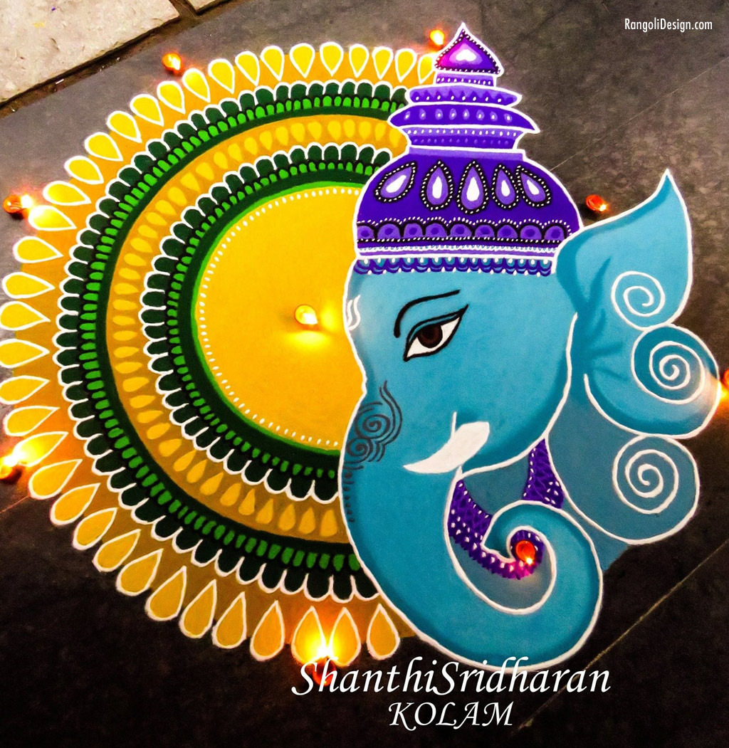 rangoli design ganesh mandala shanti sridharan