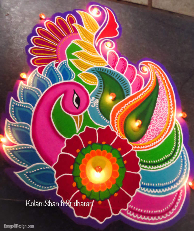 rangoli design peacock shanti sridharan