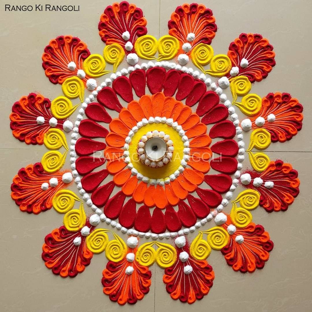 flower rangoli design by rangoki
