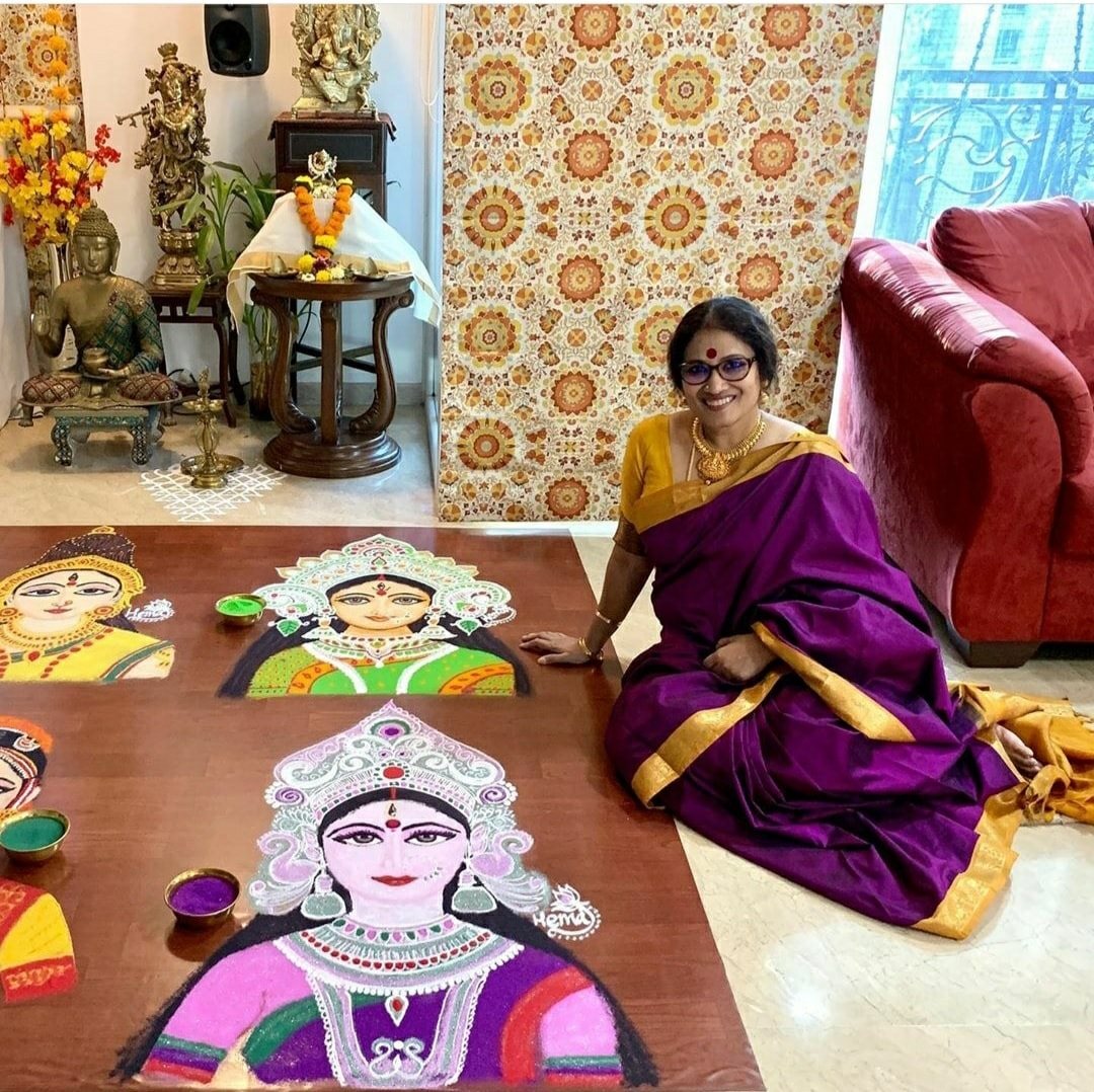portrait rangoli design goddess by thelotusshakti