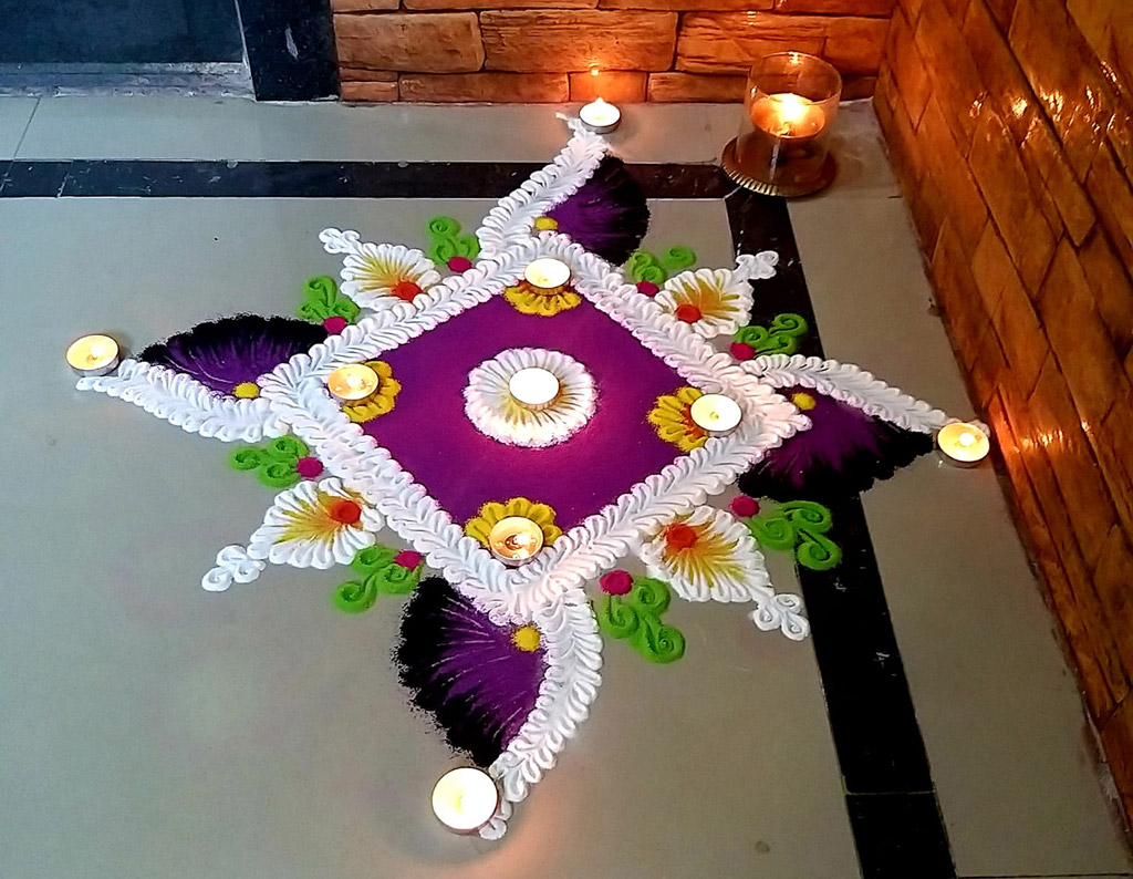 rangoli design small flower by prachi khadke