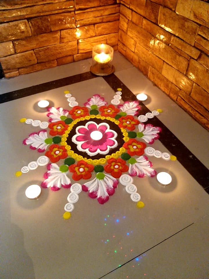 small rangoli design lights by prachi khadke