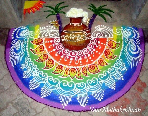 4 pongal rangoli design by vani muthurkrishnan