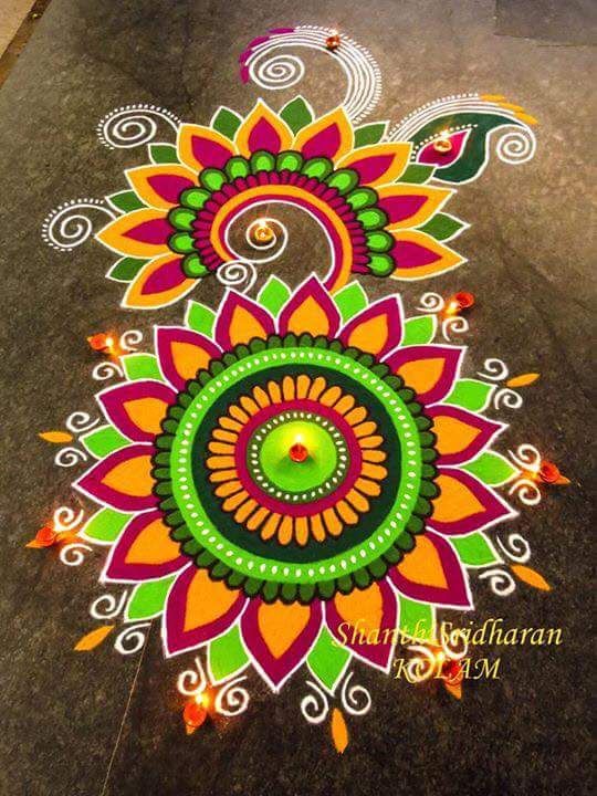 5 pongal rangoli design by shanthi sridharan