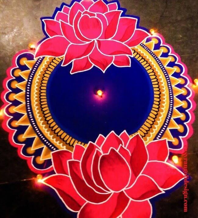 new year rangoli design flower by easy rangoli
