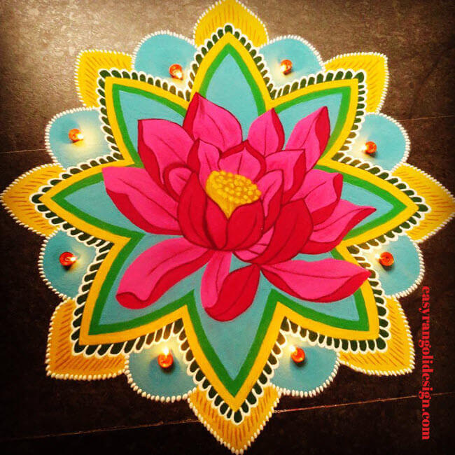 new year rangoli design flowers by easy rangoli