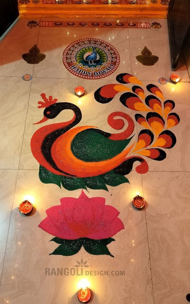 peacock rangoli design idea ai diwali 17