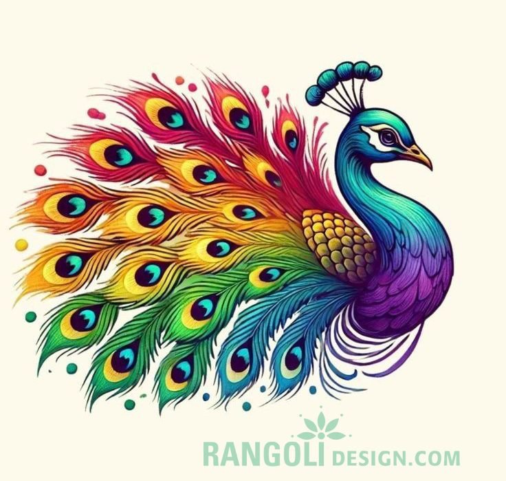 peacock rangoli drawing idea ai 20