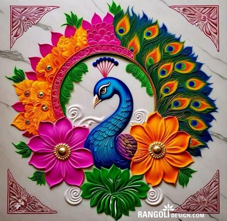 best peacock rangoli design idea ai 7