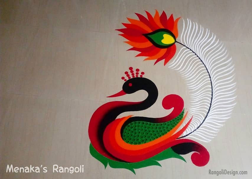 peacock rangoli design menaka