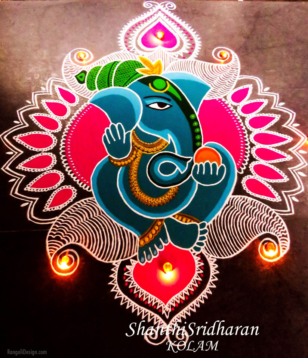 rangoli design hindu festival ganesh chathurti shanthi sridharan