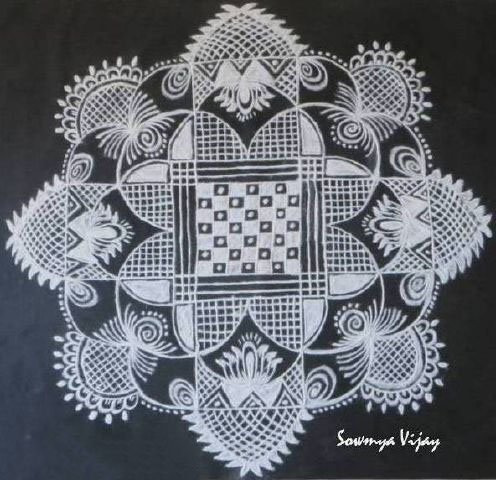 simple flower rangoli by sowmya vijay 3