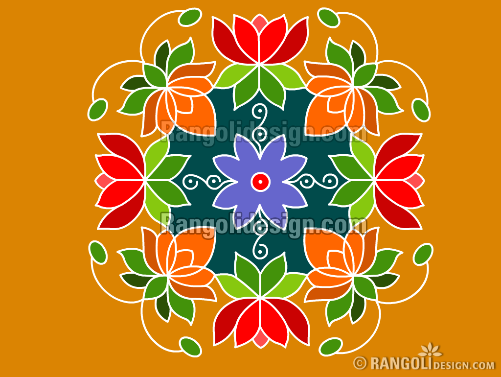lotus dotted rangoli design