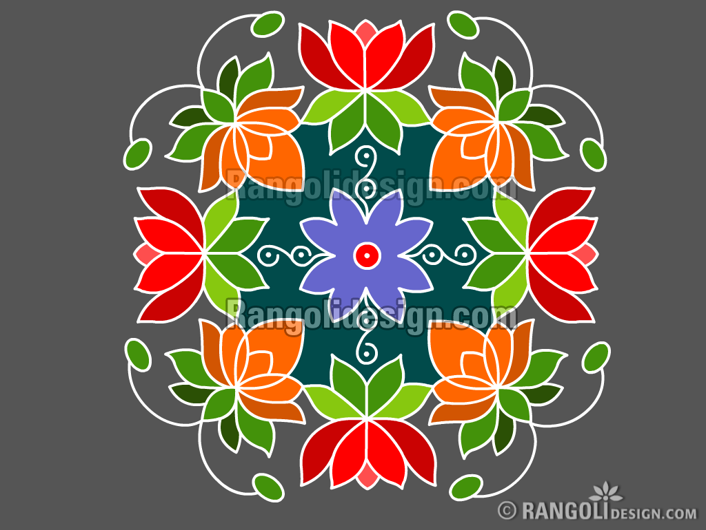 lotus dotted rangoli design
