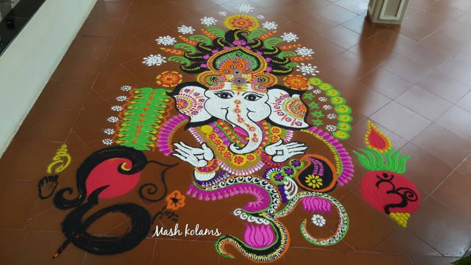 Lord ganesh rangoli design by mash
