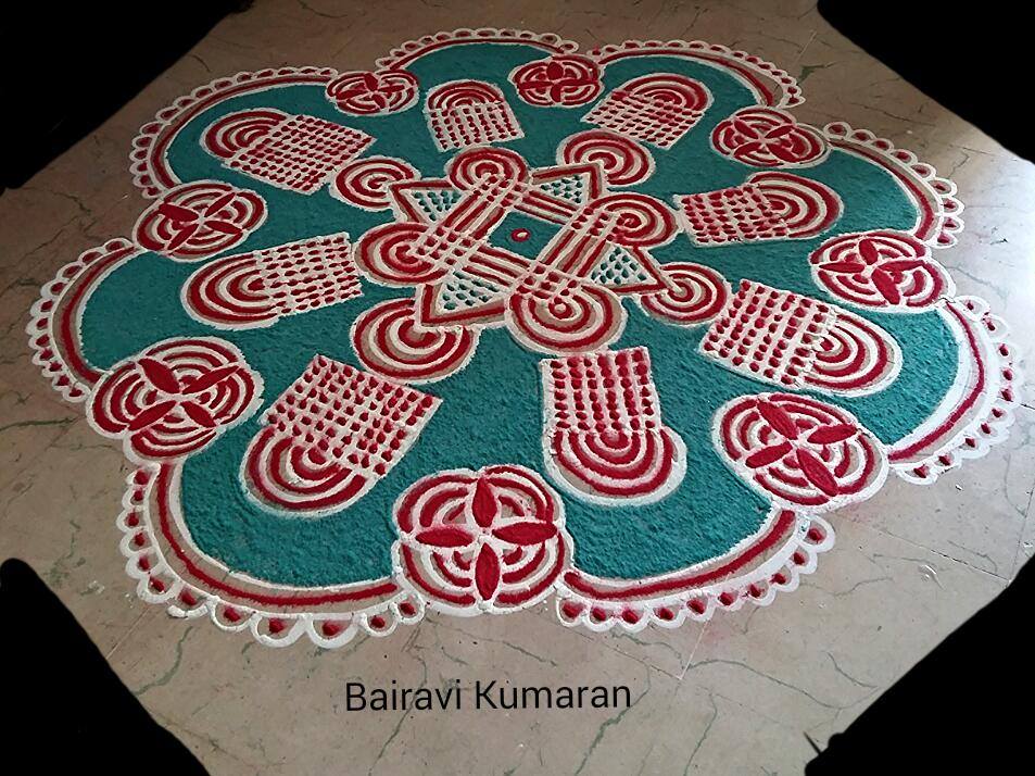 3 freehand rangoli design by bairavi kumaran
