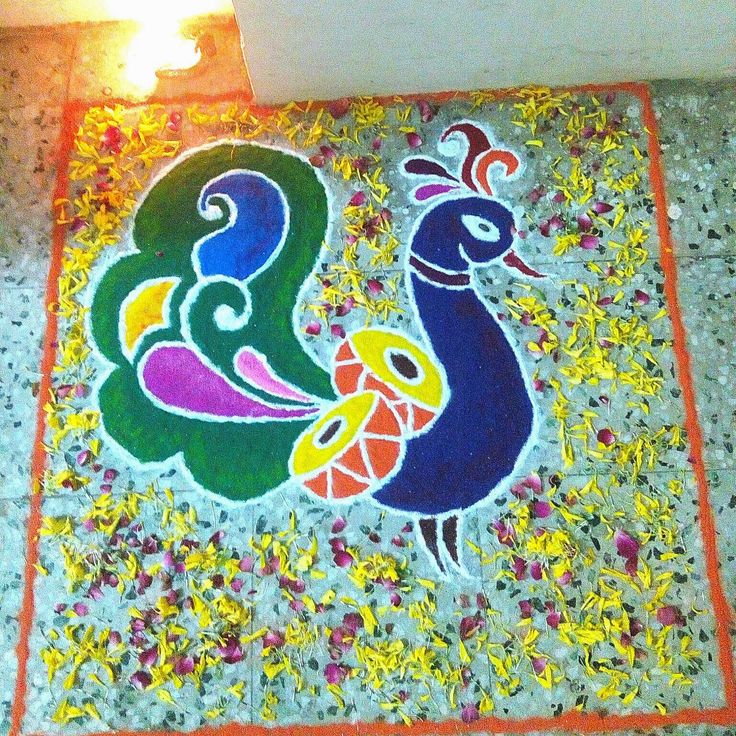 4 peacock rangoli design by shweta duwa