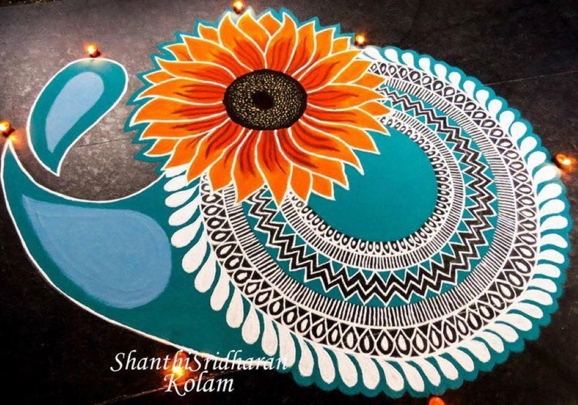 flower rangoli design by shanthi sridharan