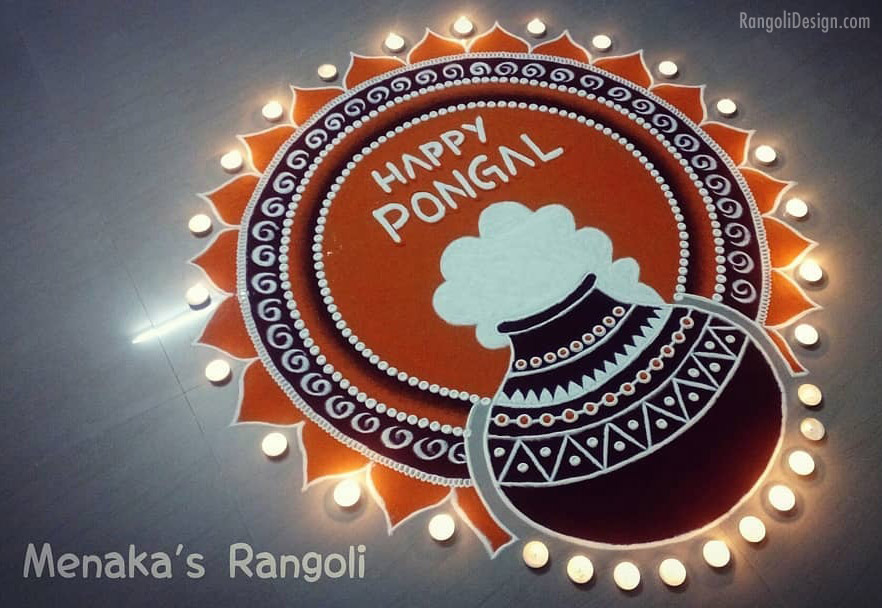 pongal rangoli design by menaka