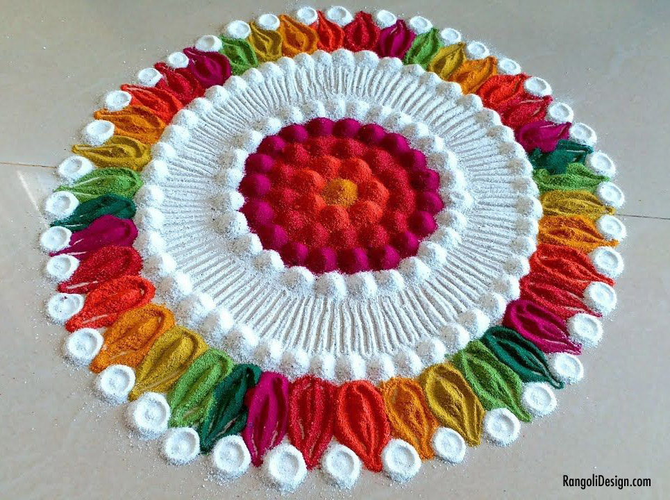 15 pile pattern rangoli for kids