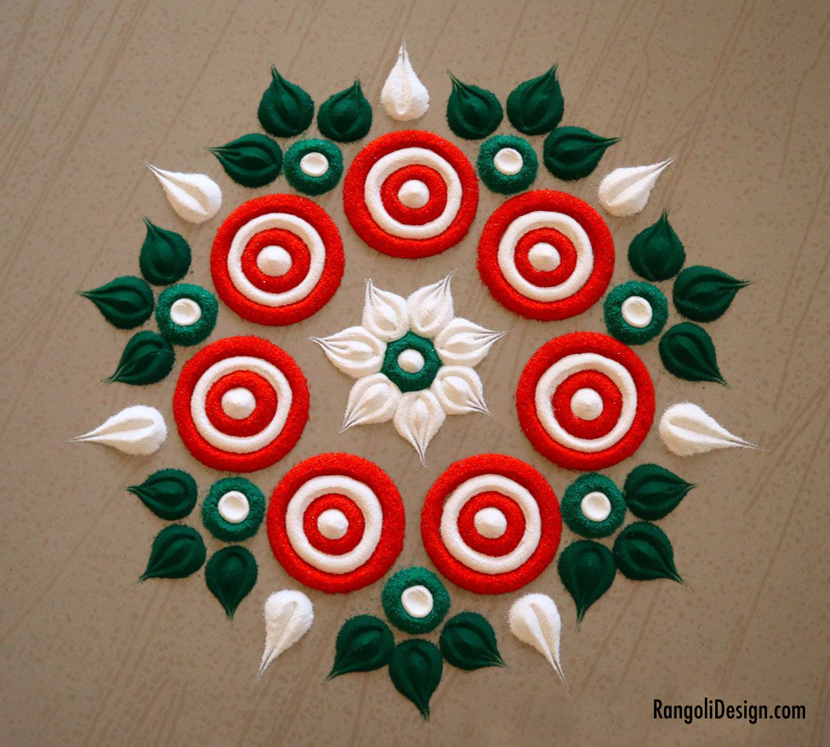 25 pile rangoli design for kids floral pattern by menaka rangoli