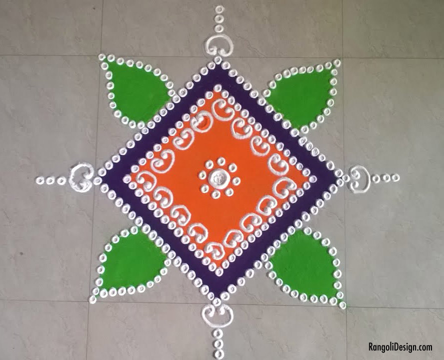 3 easy square shape rangoli design by menaka rangoli