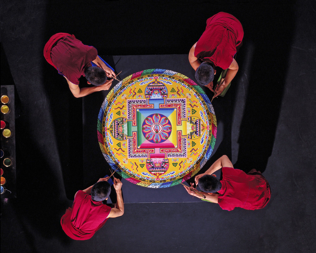 3 tibetan sand painting rangoli design