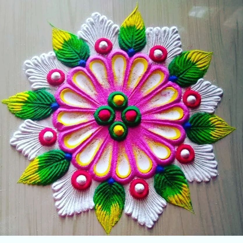beautiful flower rangoli design by priya art