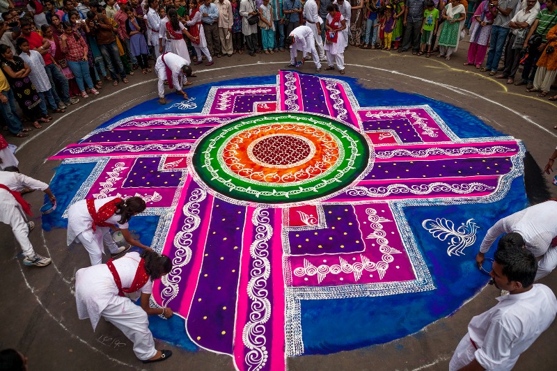 inspirational festival rangoli design by sandeep