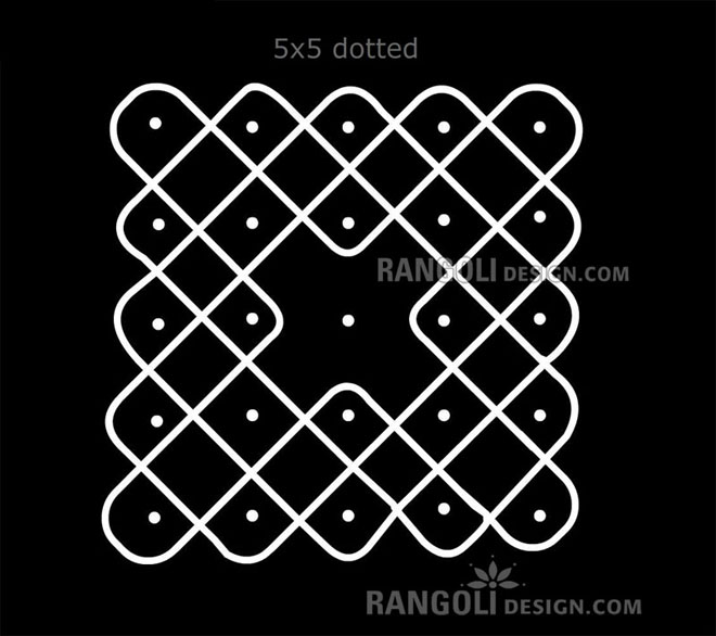 5x5 dotted rangoli kolam style by indu