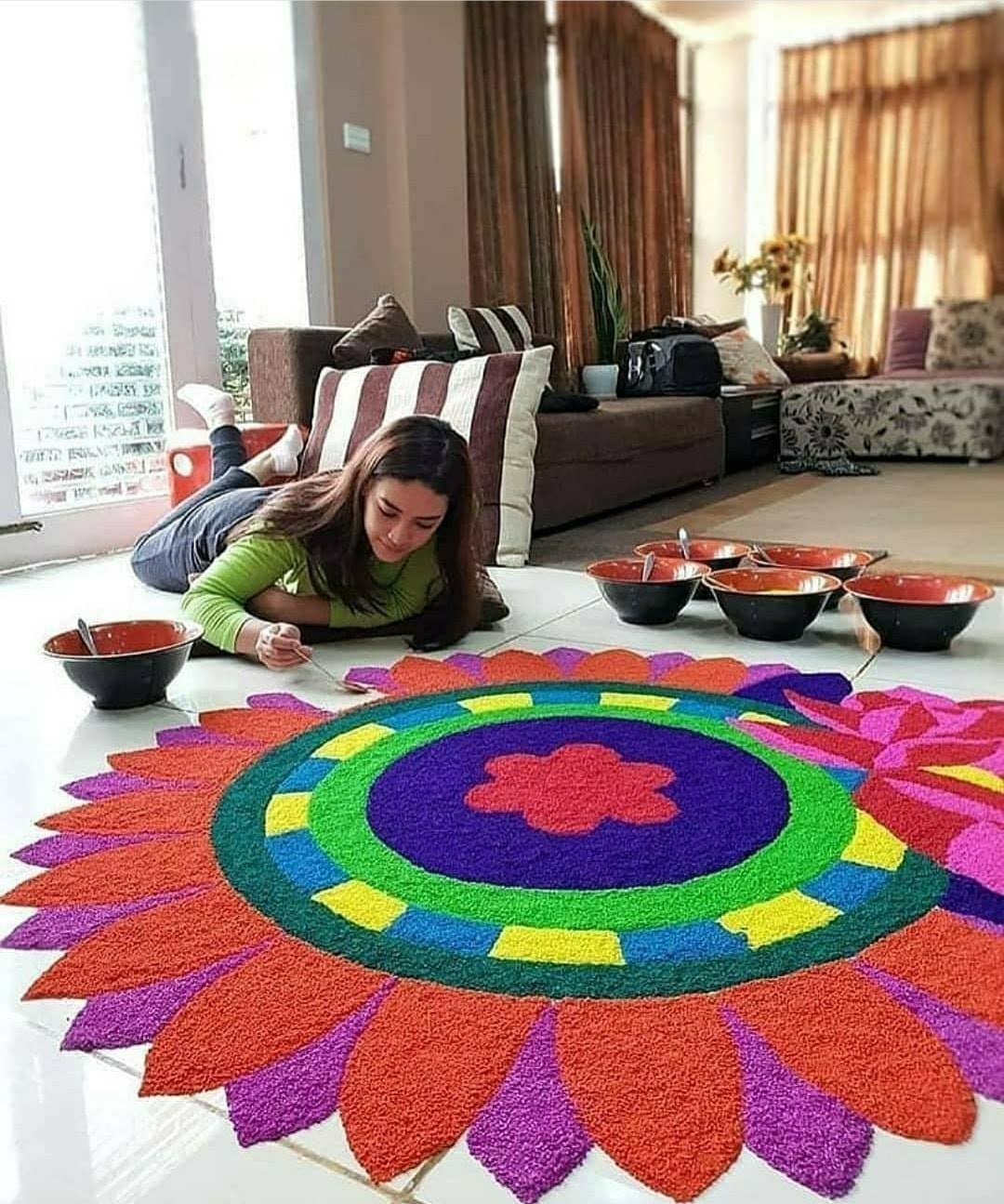 mandala rangoli design colorful big