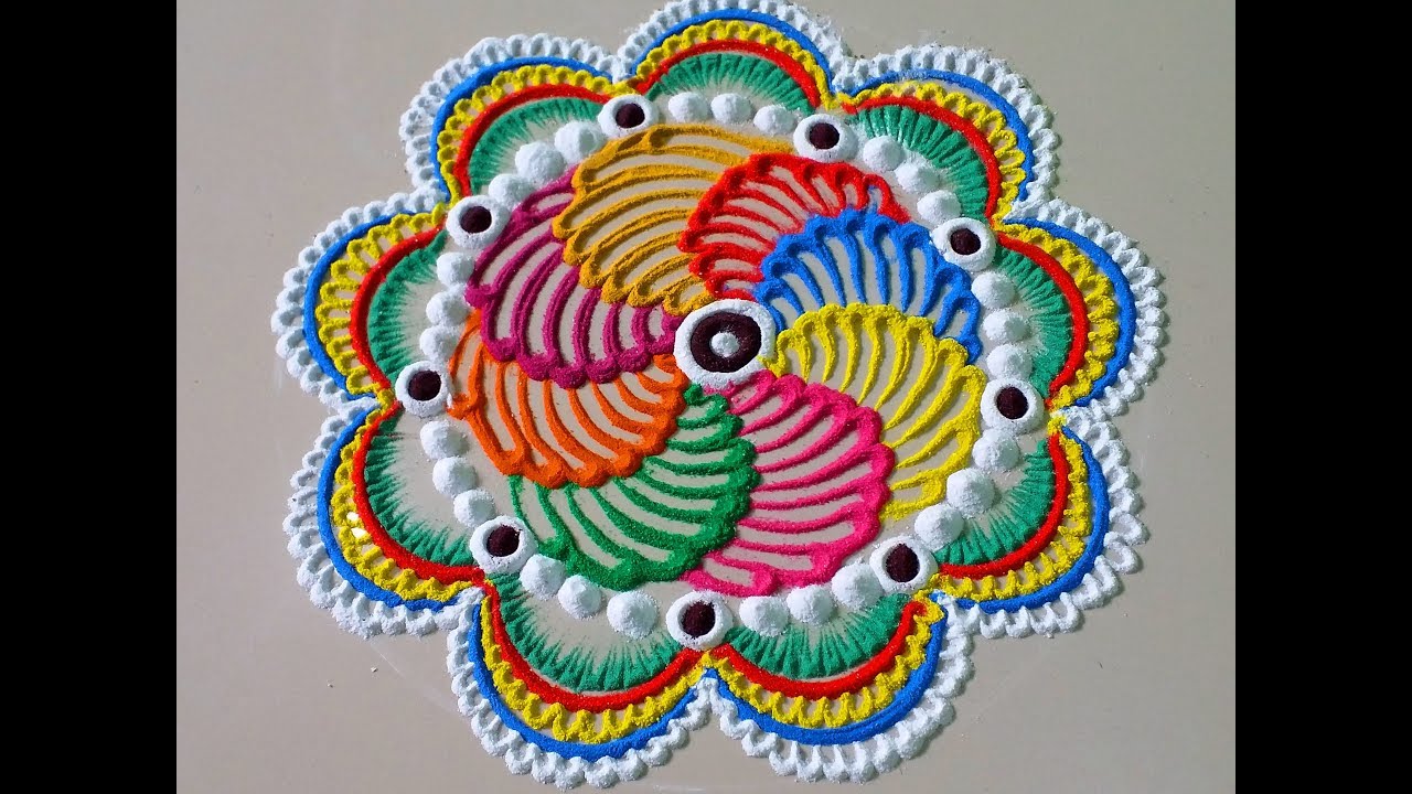 multicolour rangoli design for holi