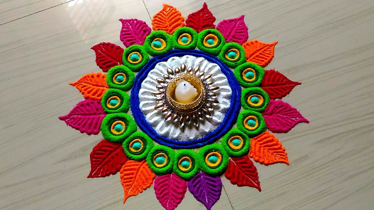 rangoli design floral for festivals