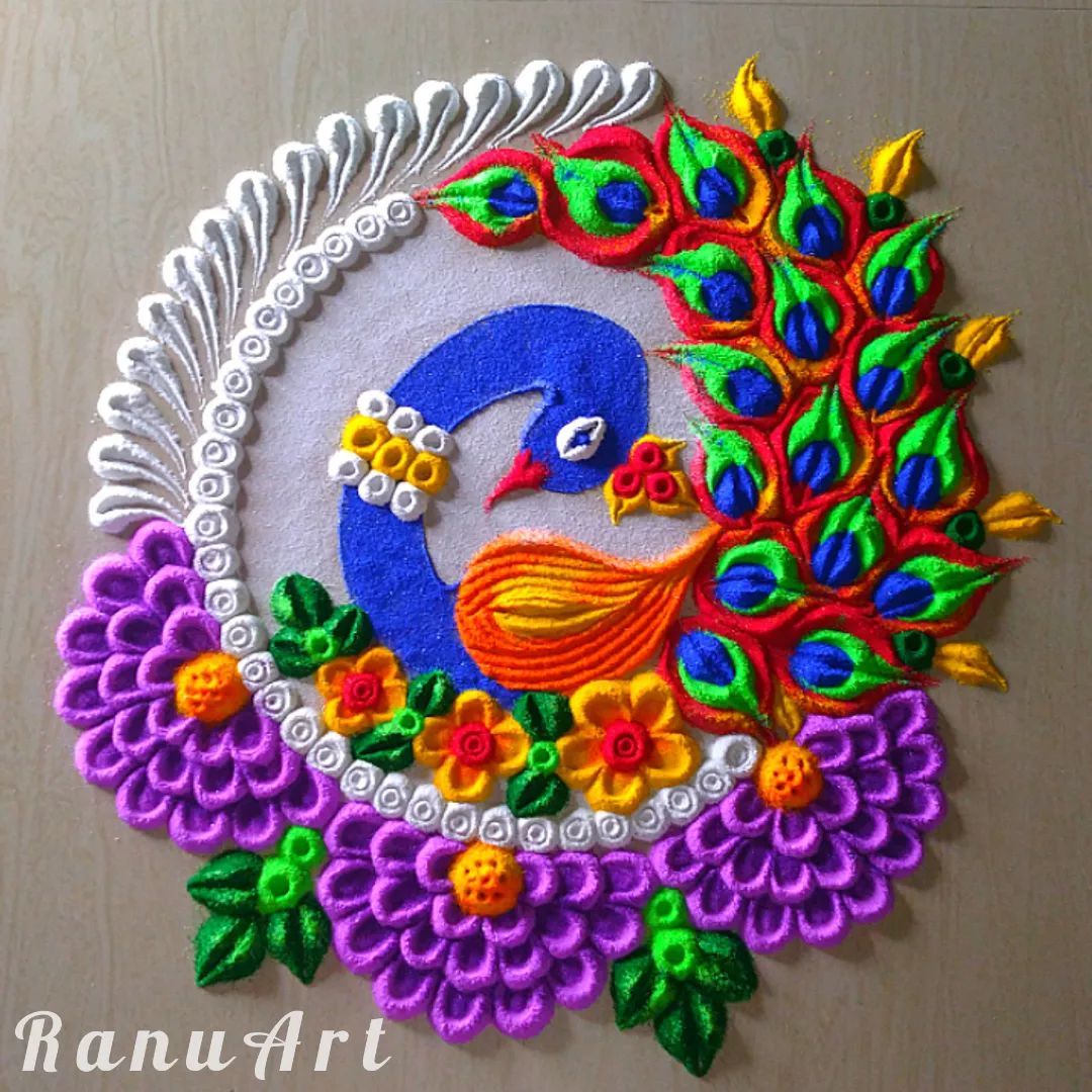 peacock rangoli design by ranuart