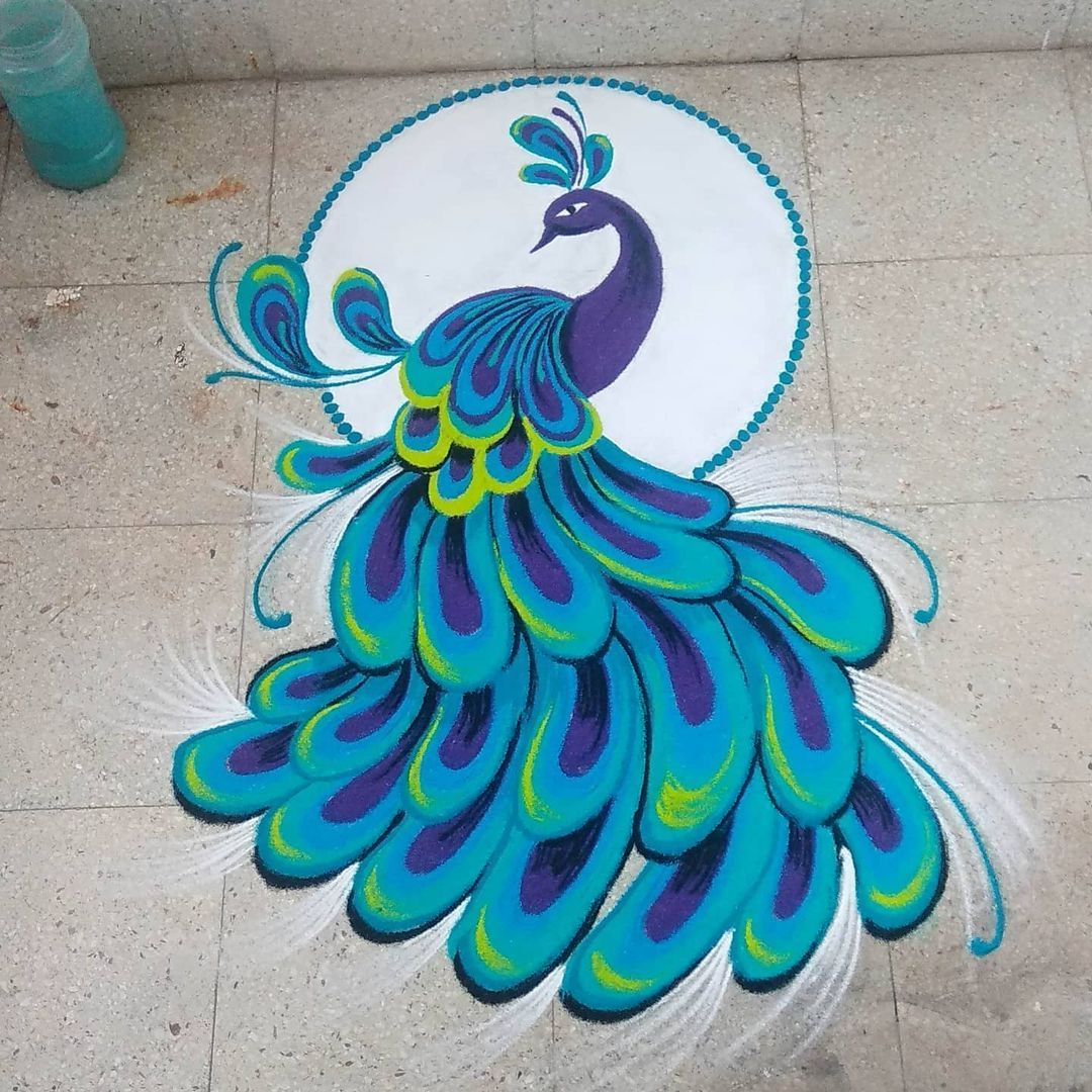 peacock rangoli design by rashmidongre