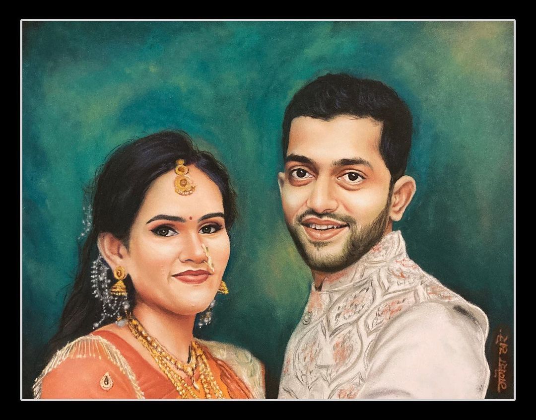 portrait wedding rangoli art by artganesh