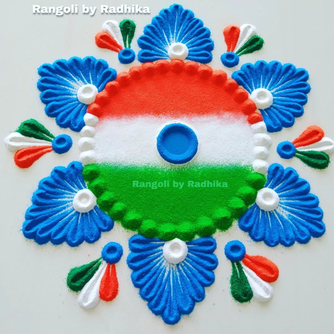 tricky satisfying rangoli design for independence day by radhika